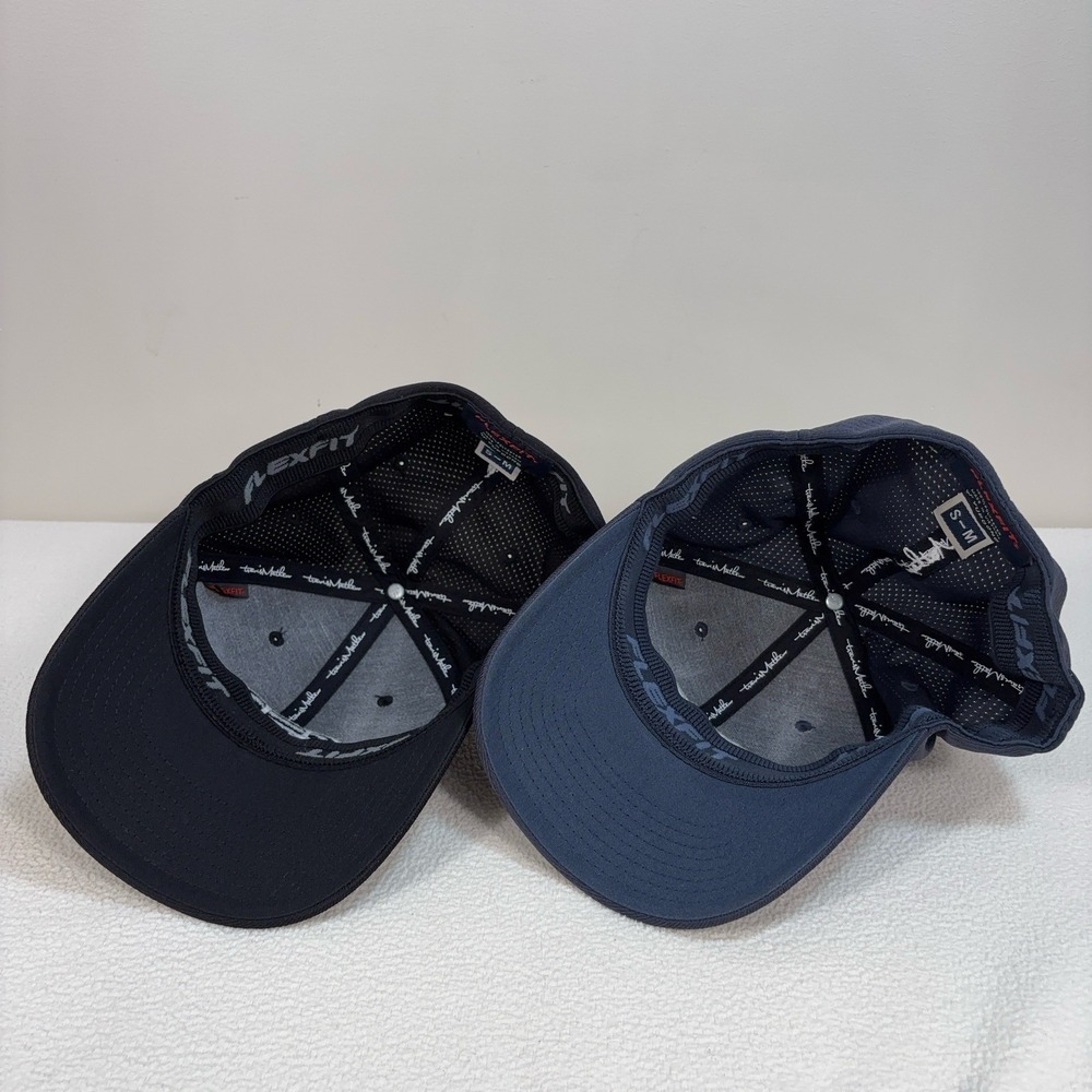 Lot of 2 Travis Mathew Logo Hat Men's S-M Blue Gray/Black FlexFit Golf Cap - Picture 11 of 16